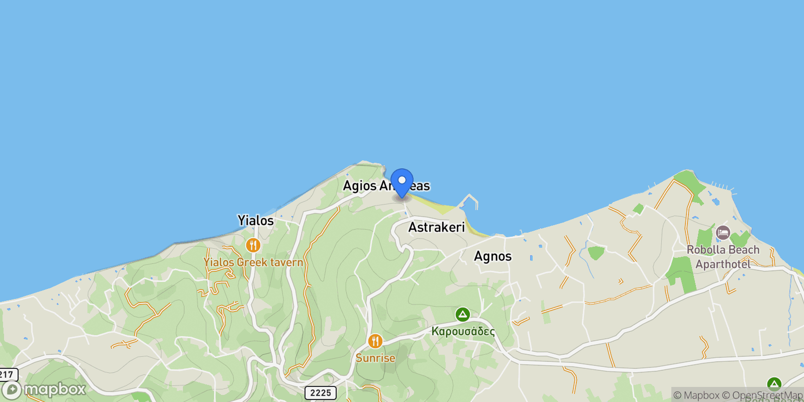 Map showing ASTRAKERI, Northern Corfu, Peloponnese, Western Greece and the Ionian, Greece.
