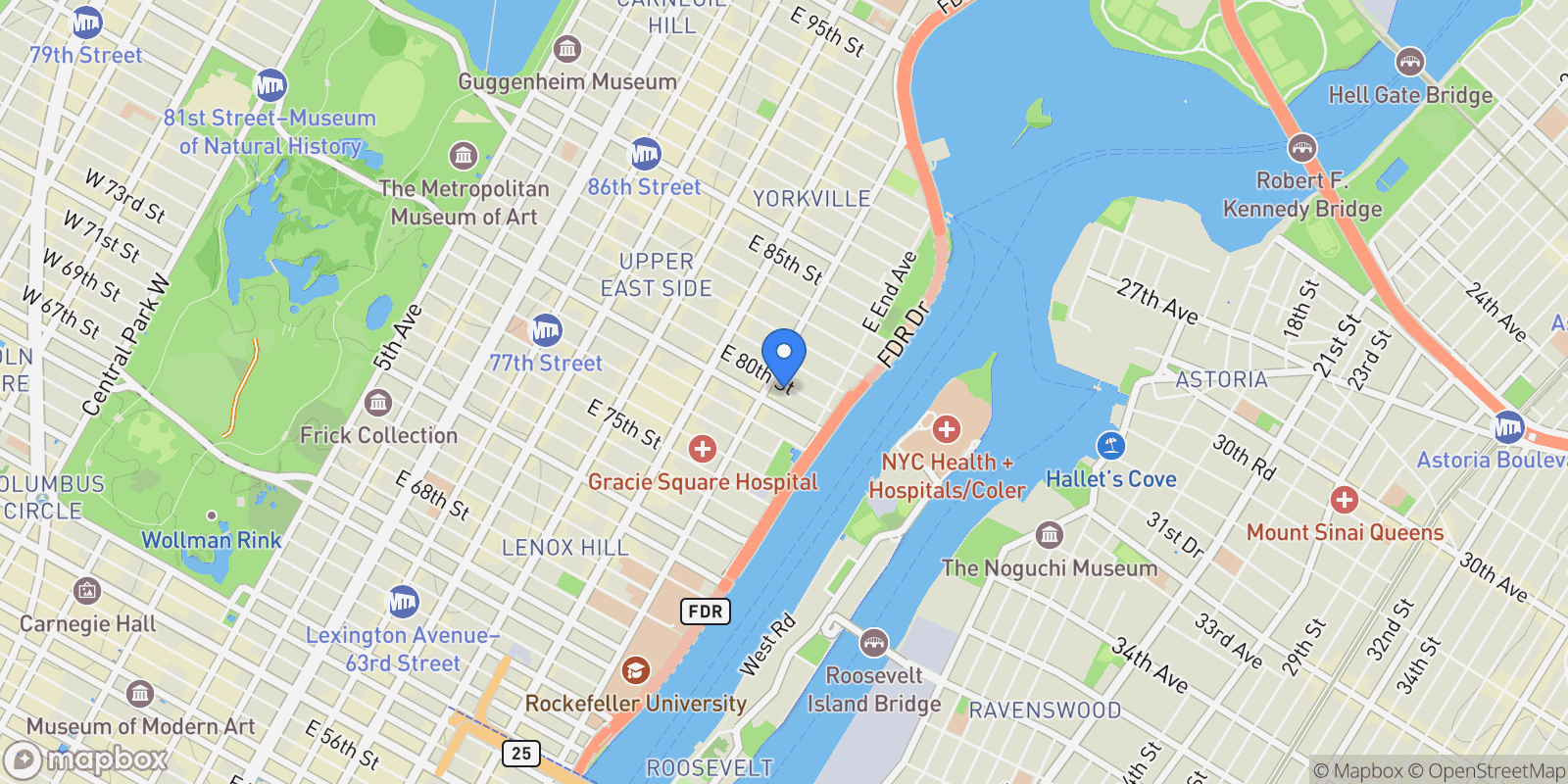 Map showing Carriage House, 510 E 80TH ST, New York, New York, United States.