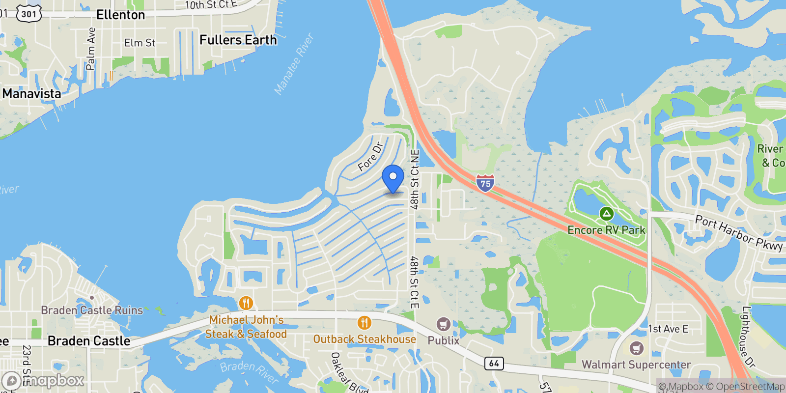 Map showing 4741 Pinnacle Drive, Bradenton, Florida, United States.