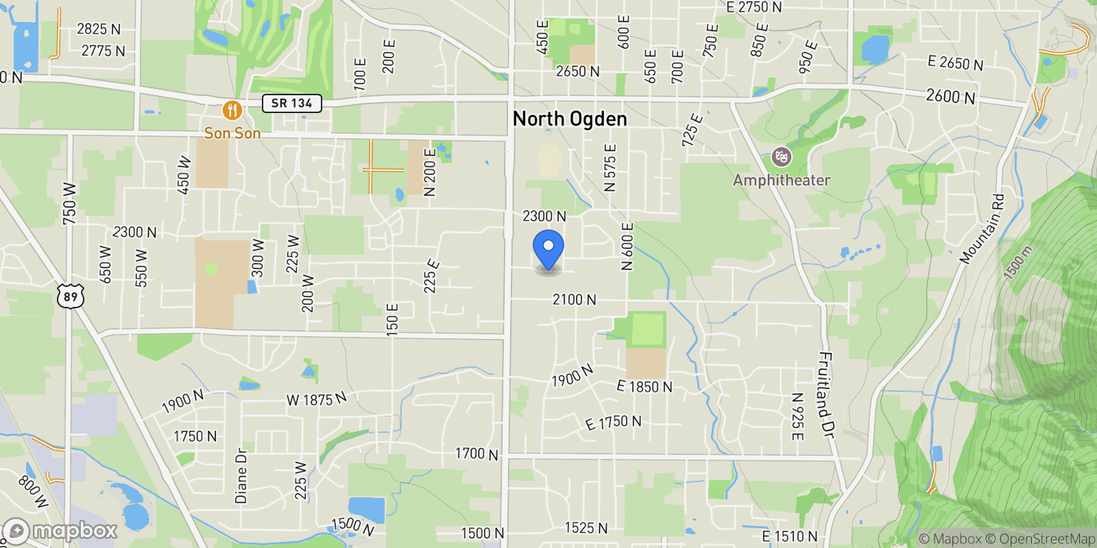 Map showing 461 E 2175 N, Ogden, Utah, United States.