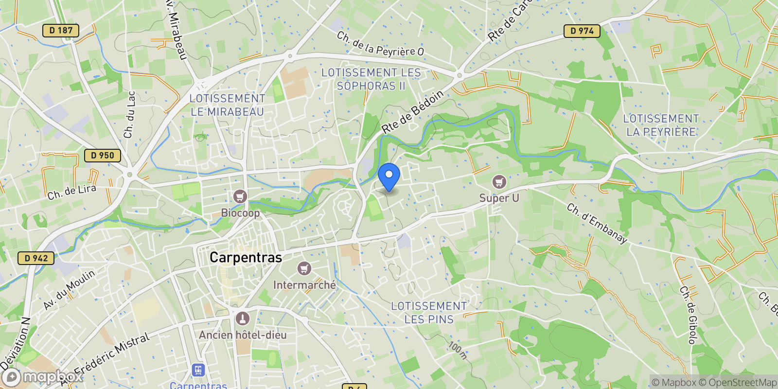 Map showing Carpentras, Provence-Alpes-Côte d'Azur, France.