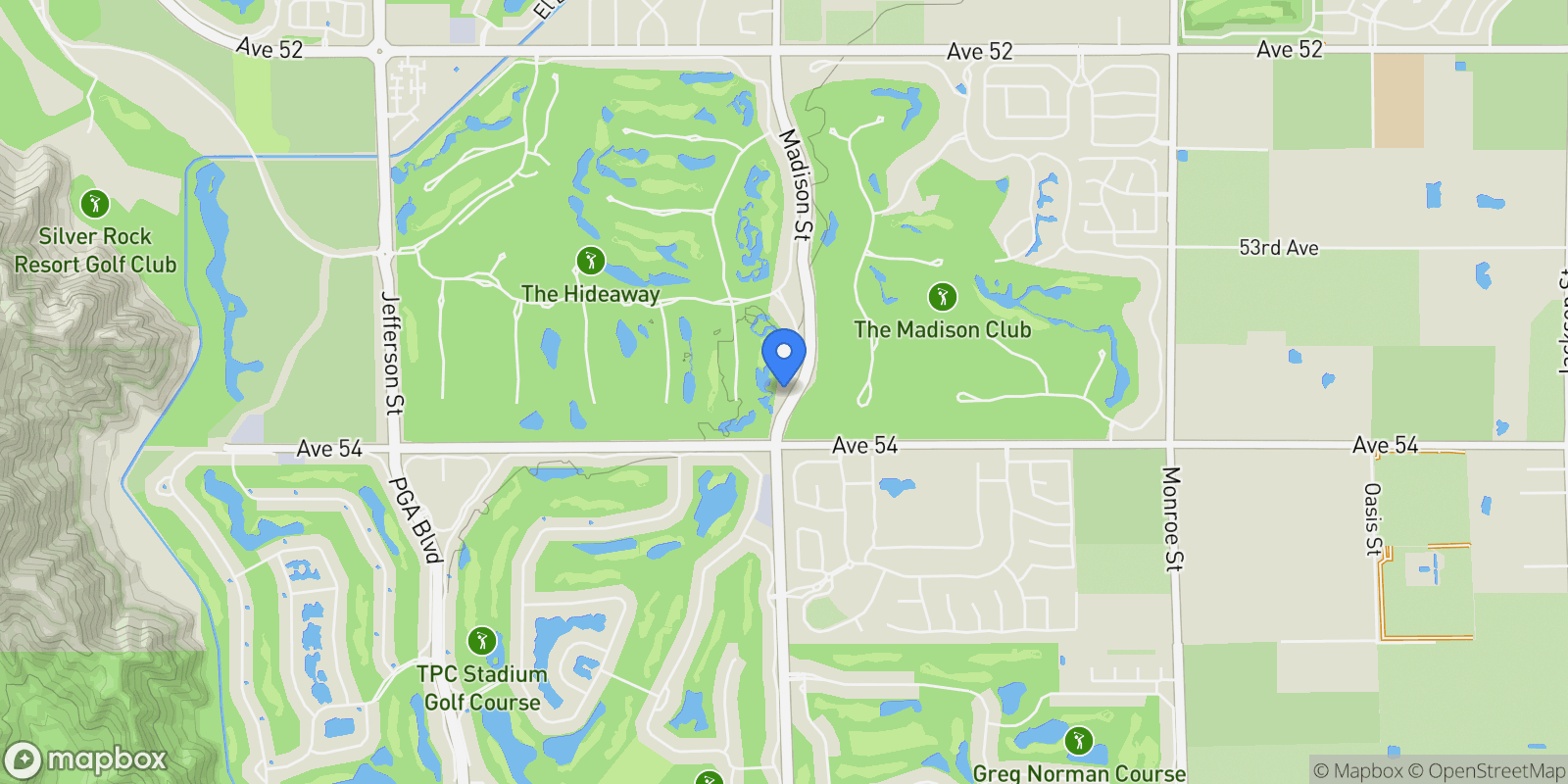 Map showing 53731 Via Mallorca, La Quinta, California, United States.