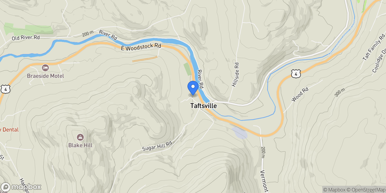 Map showing 144 Butternut Lane, Woodstock, VT 05073, Woodstock, Vermont, United States.