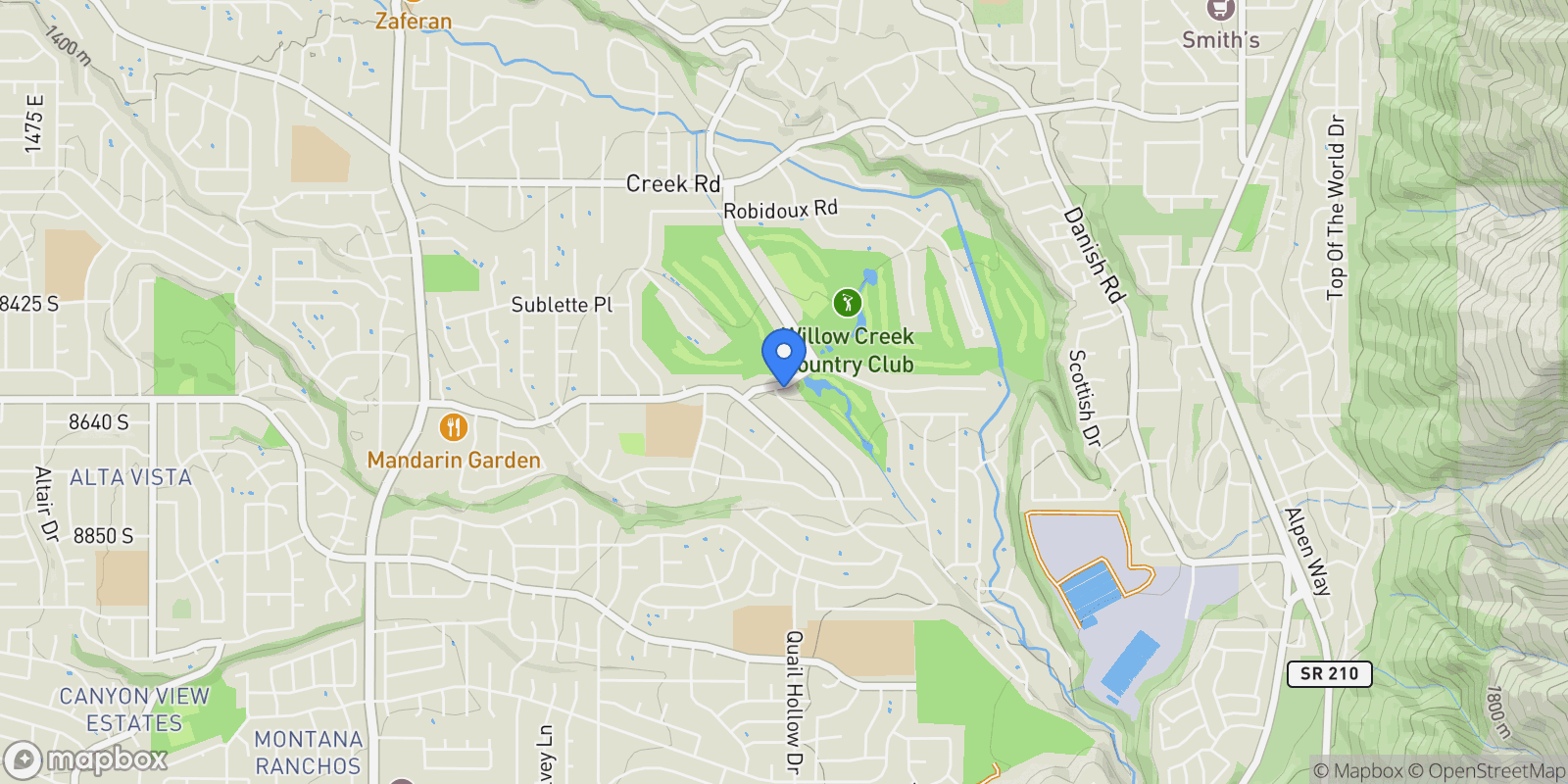 Map showing 8585 S MT MAJESTIC RD E, Sandy, Utah, United States.