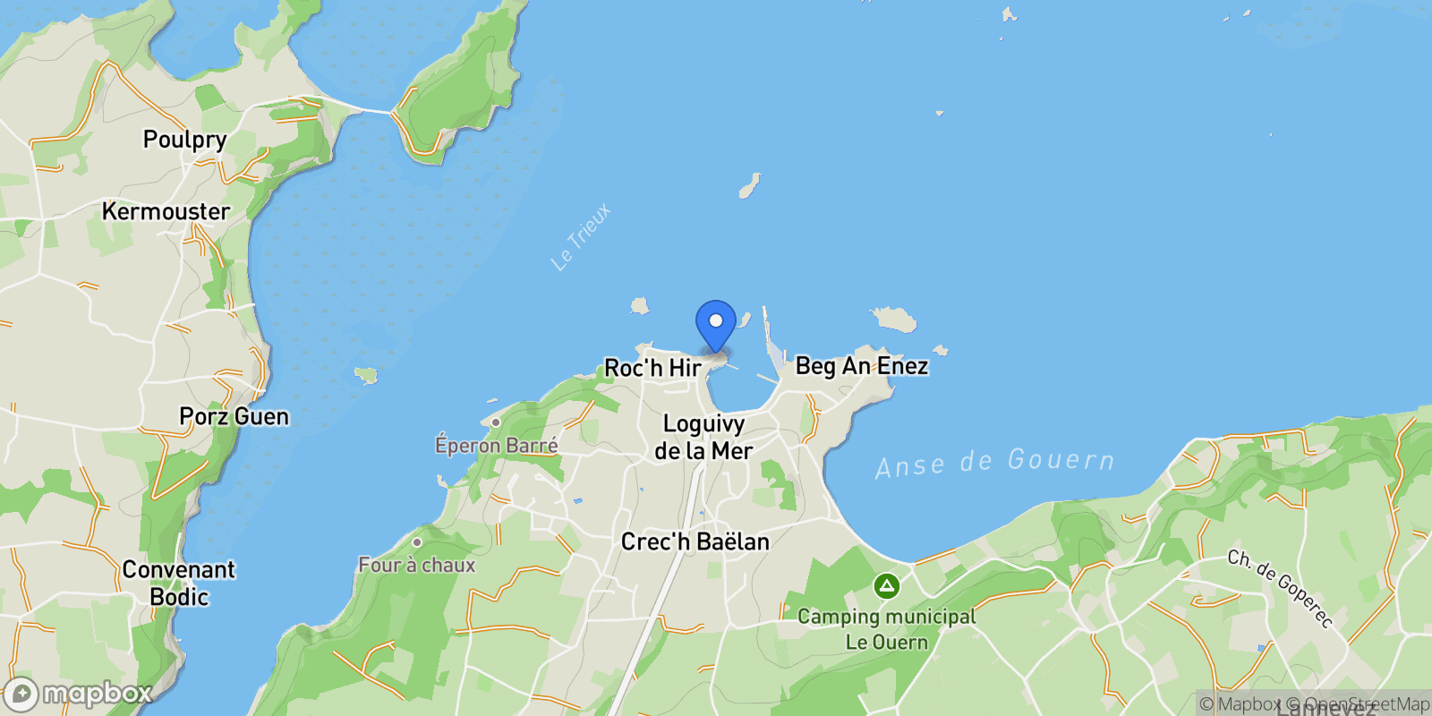 Map showing LOGUIVY DE LA MER, E 22620, Ploubazlanec, Brittany, France.