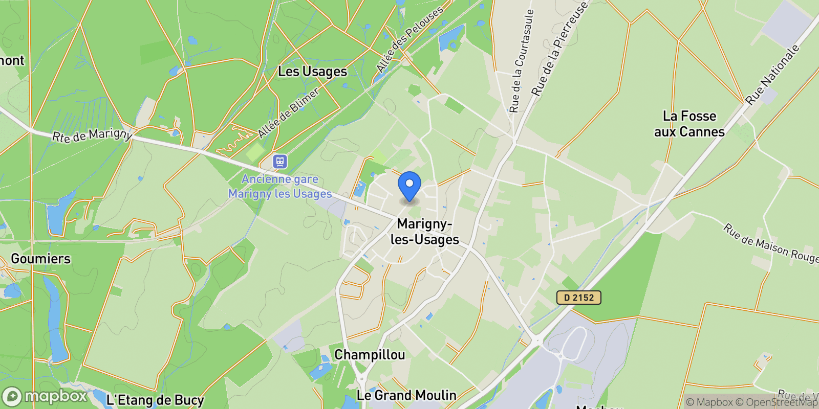 Map showing Marigny-les-Usages, Centre-Val de Loire, France.