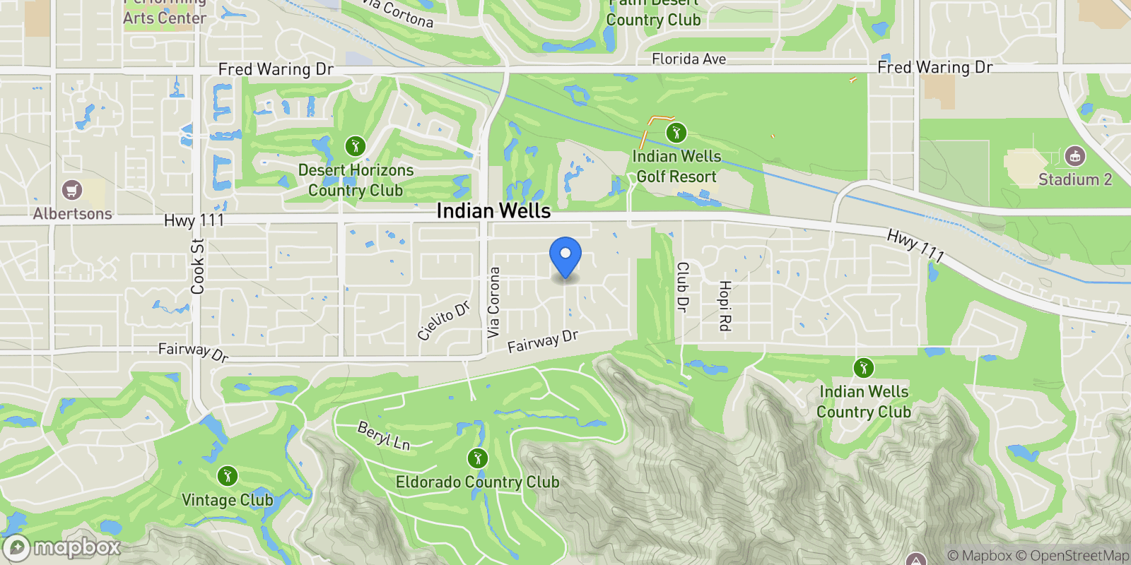 Map showing 76305 Shoshone Drive, Indian Wells, California, United States.