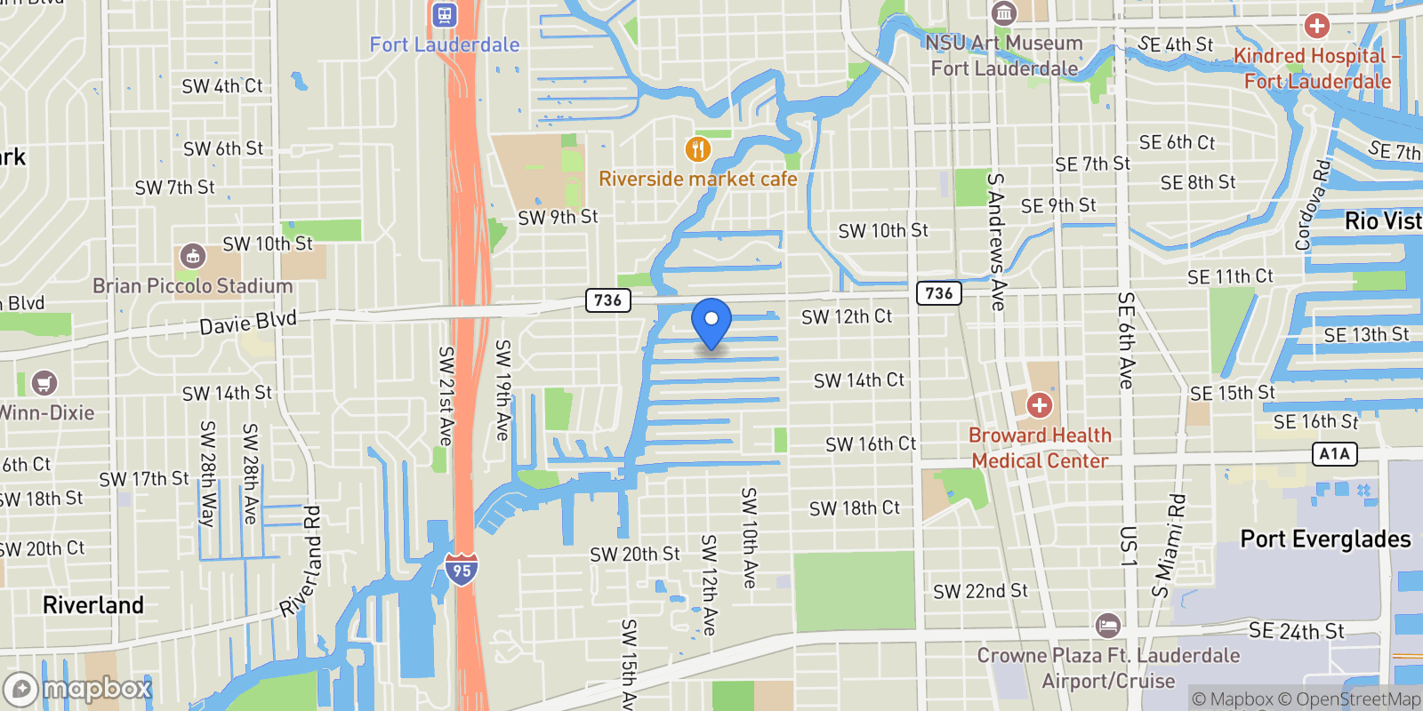 Map showing 1206 Mango Isle, Fort Lauderdale, FL 33315, Fort Lauderdale, Florida, United States.