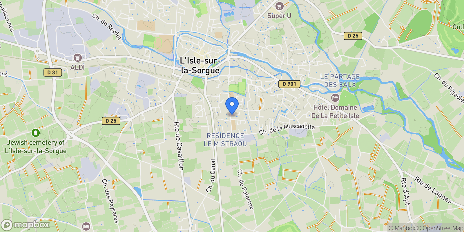 Map showing L'Isle-sur-la-Sorgue, Provence-Alpes-Côte d'Azur, France.