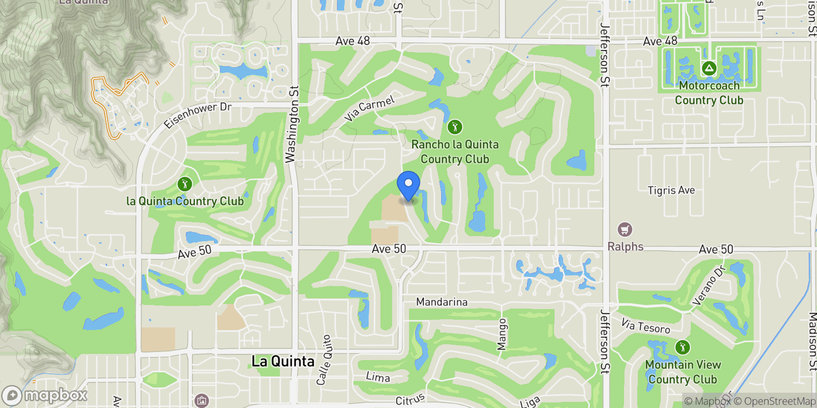 Map showing 49580 W Mission Drive, La Quinta, California, United States.