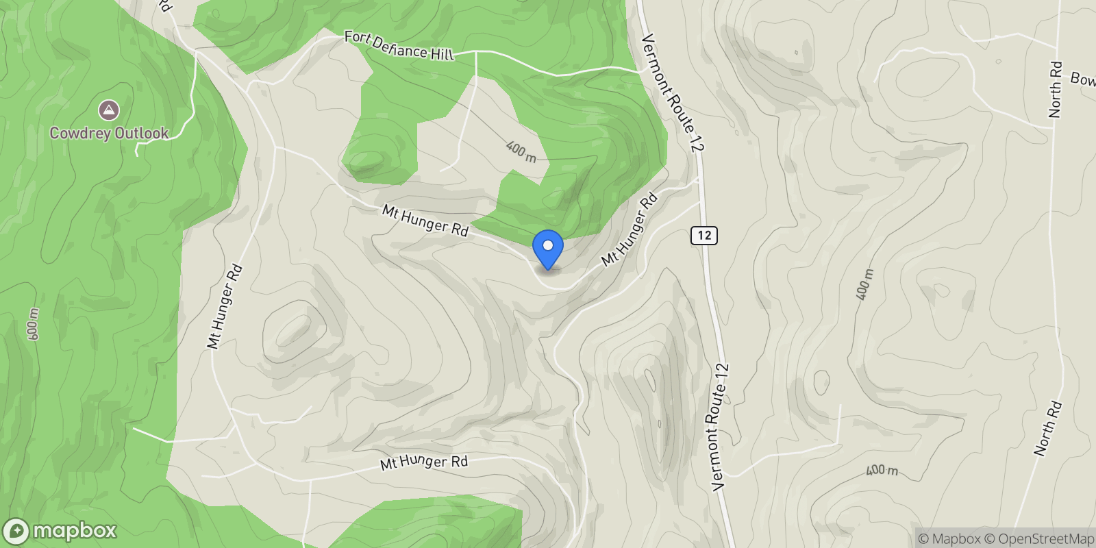 Map showing 3147 Mount Hunger Road, Barnard, VT 05031, Bethel, Vermont, United States.