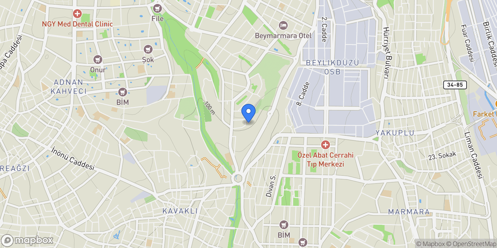Map showing Beylikdüzü/İstanbul, Turkey, Beylikdüzü, Turkey.