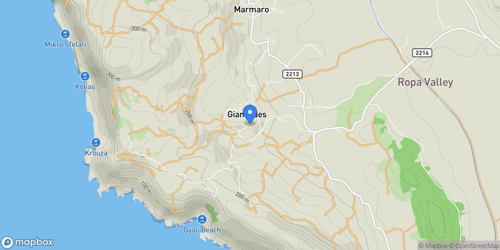 Map showing GIANNADES, Corfu, Peloponnese, Western Greece and the Ionian, Greece.