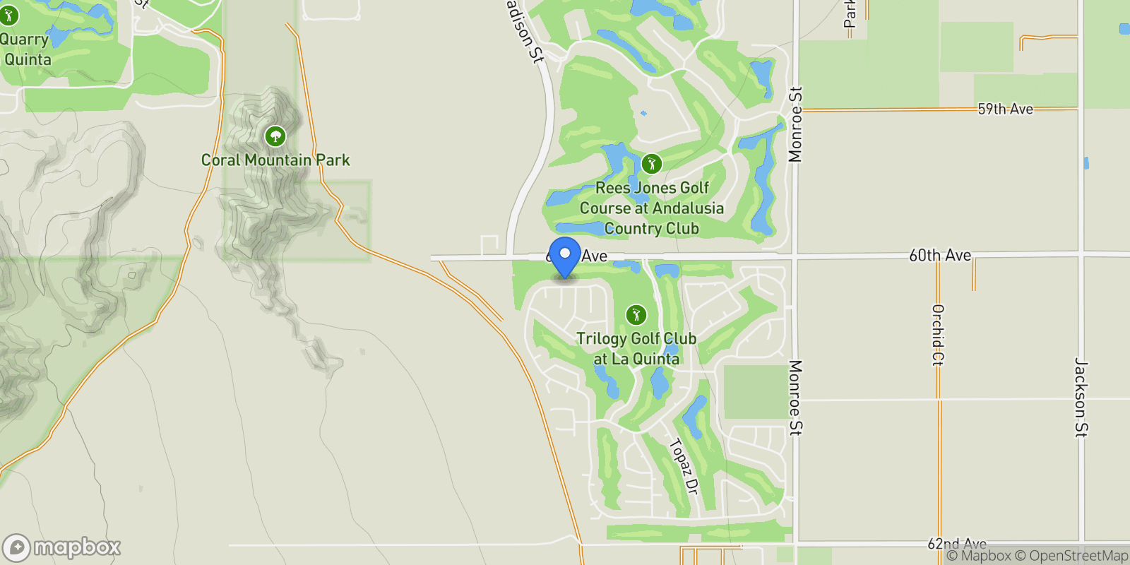 Map showing 81206 Barrel Cactus Road, La Quinta, California, United States.