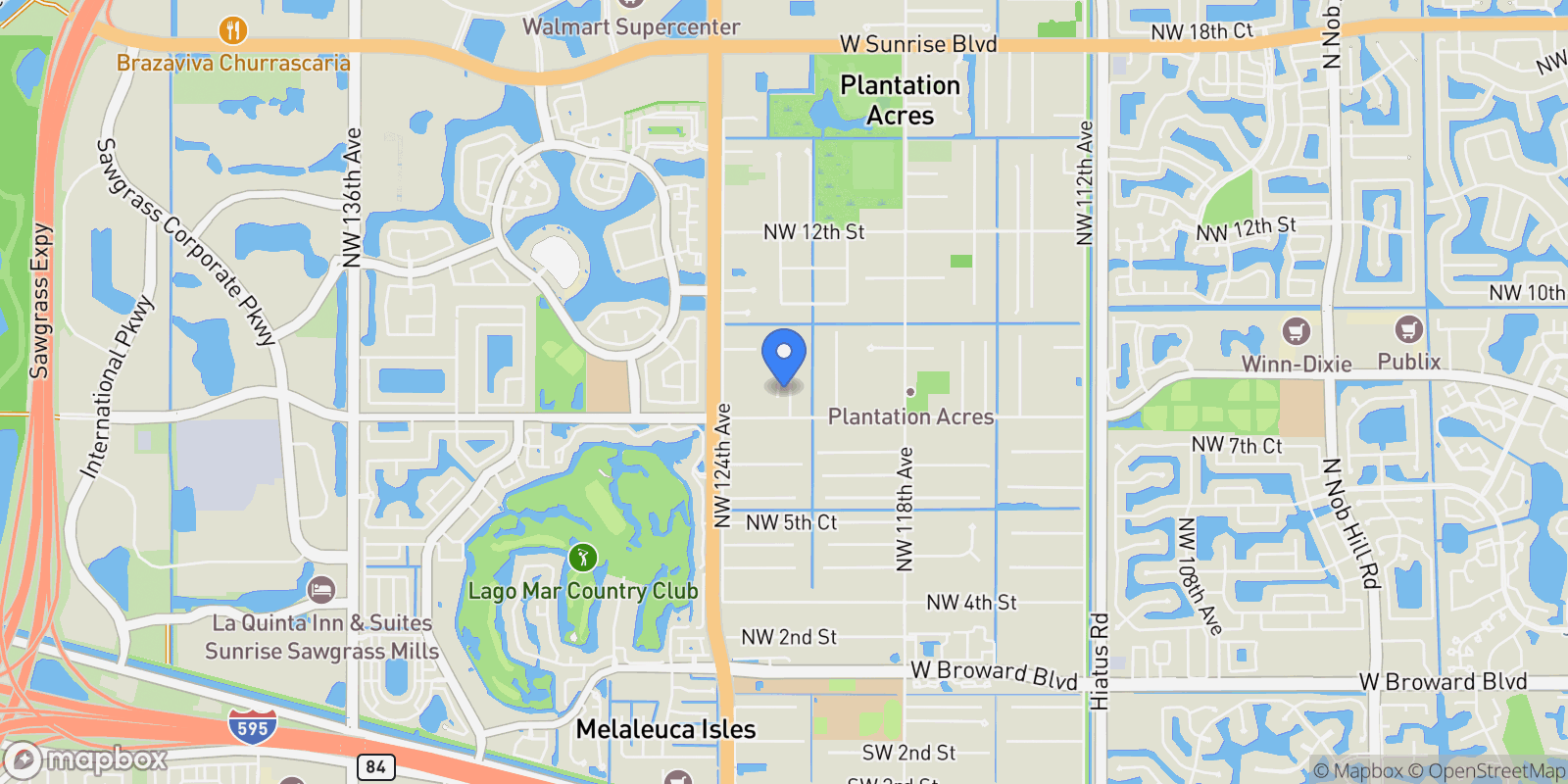 Map showing 830 NW 122nd Ave, Plantation, FL 33325, Davie, Florida, United States.