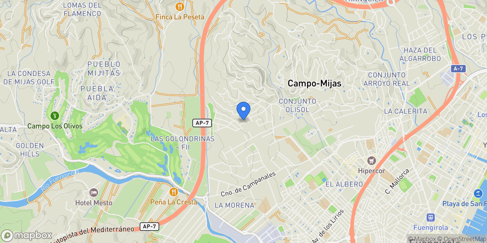 Map showing Urb. La Sierrezuela, Mijas, Málaga, Mijas, Mijas, Andalusia, Spain.
