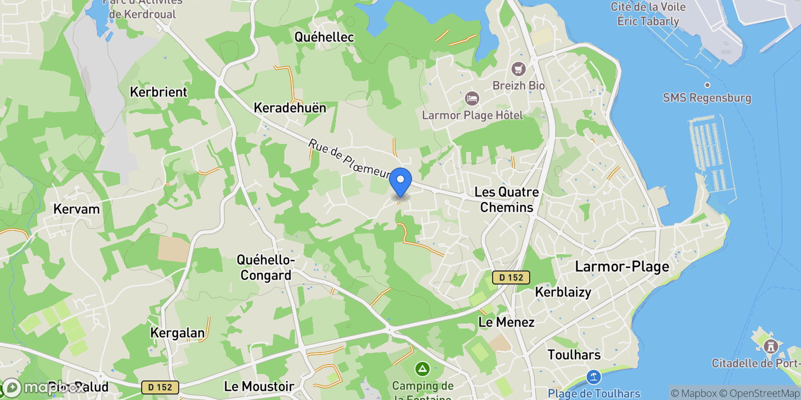 Map showing LARMOR PLAGE, E 56260, Larmor-Plage, Brittany, France.