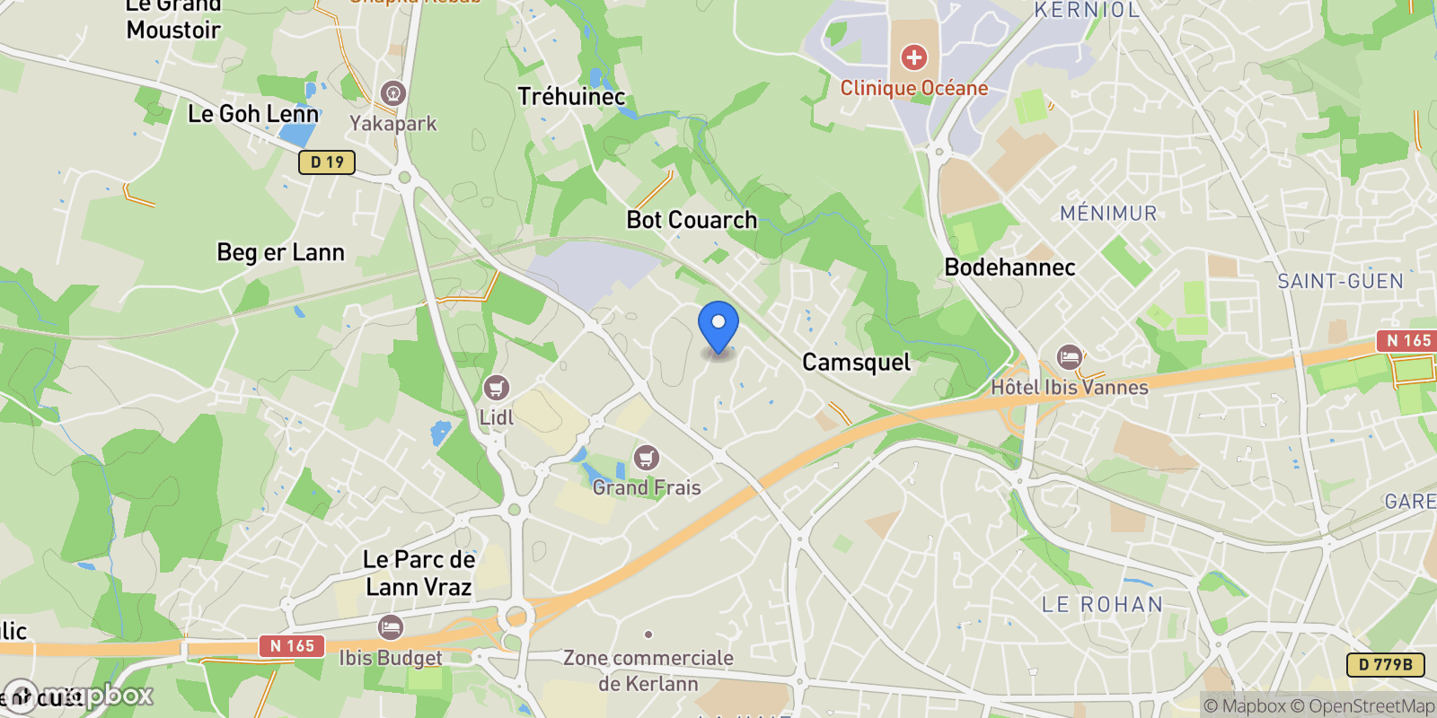 Map showing VANNES, E 56000, Vannes, Brittany, France.
