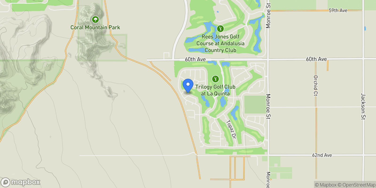 Map showing 81196 Victoria Lane, La Quinta, California, United States.