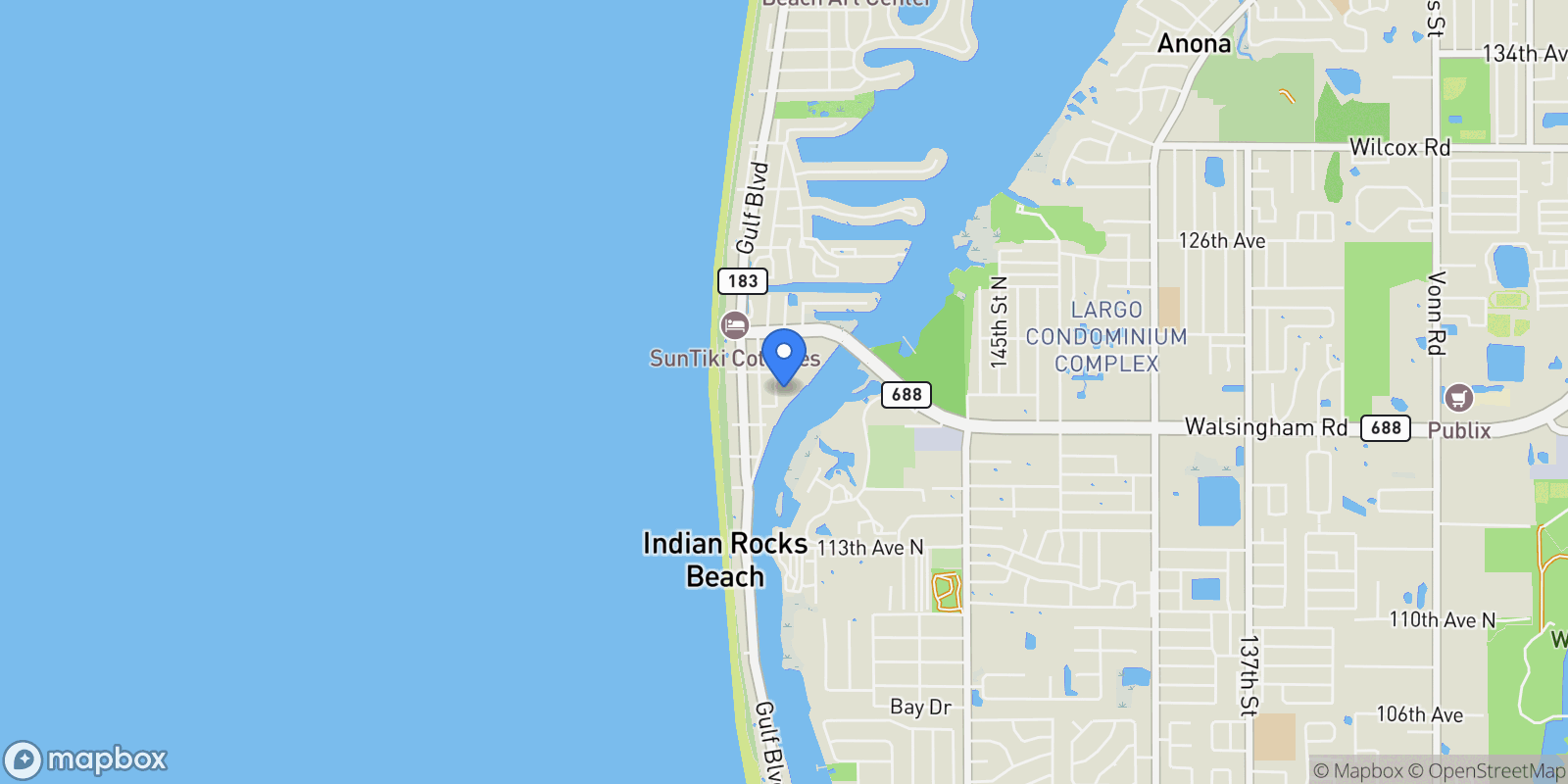 Map showing 399 2nd Street , 716, Indian Rocks Beach, FL 33785, Indian Shores, Florida, United States.