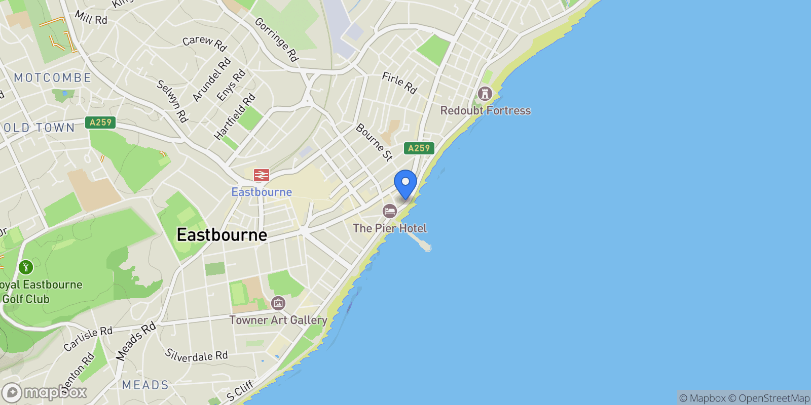 Map showing Eastbourne, Eastbourne, England, United Kingdom.