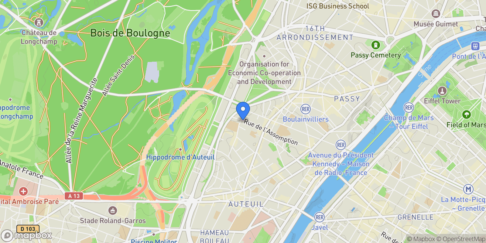 Map showing Paris, Île-de-France, France.