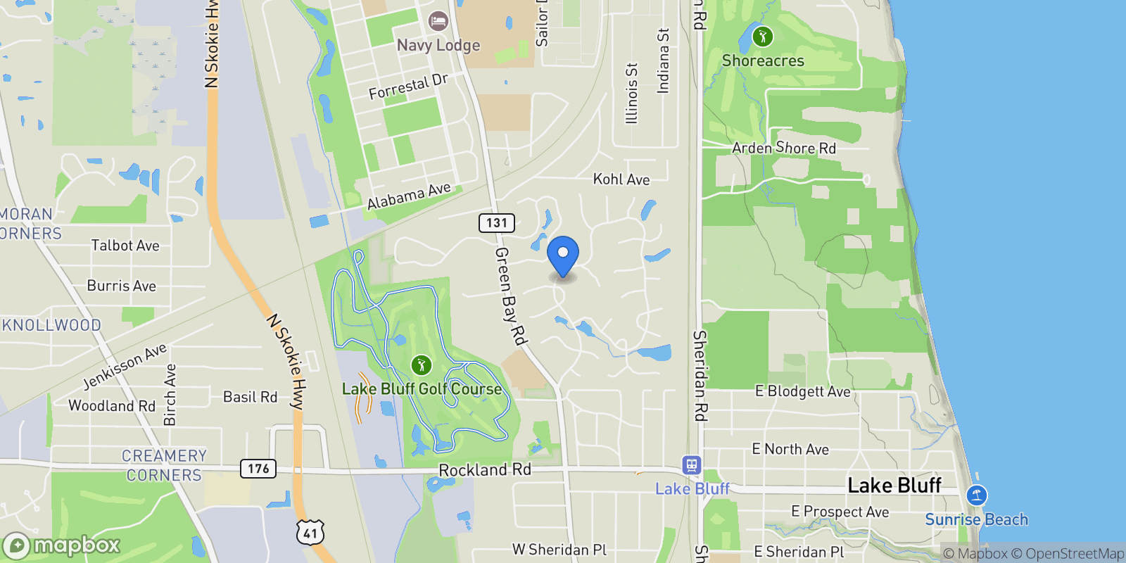 Map showing 55 Trowbridge Circle , Lake Bluff, IL 60044, Lake Bluff, Illinois, United States.
