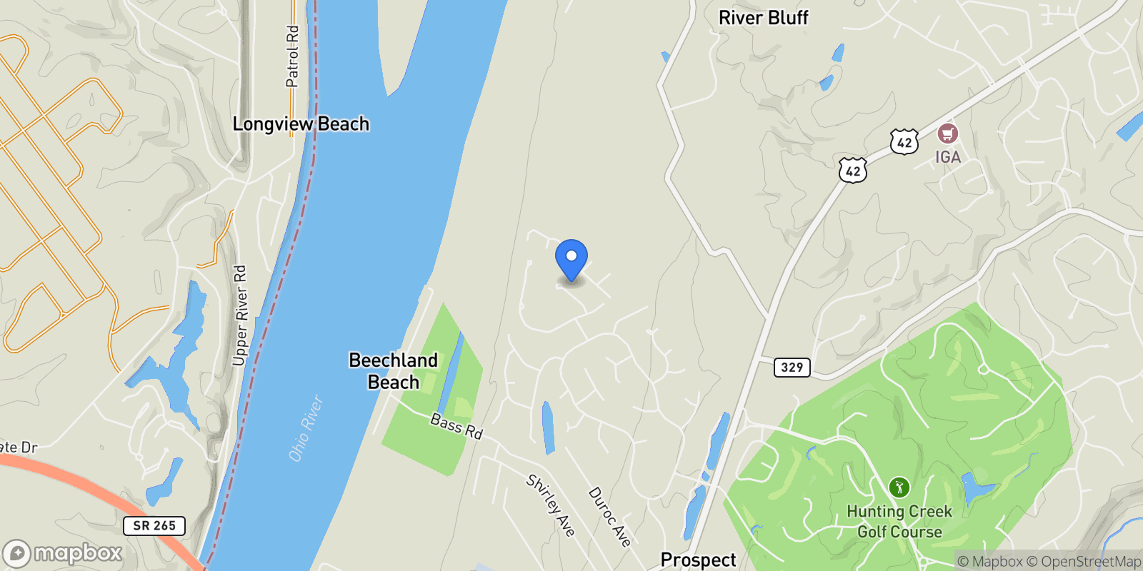 Map showing 6511 Rosecliff Ct, Prospect, KY 40059, Prospect, Kentucky, United States.