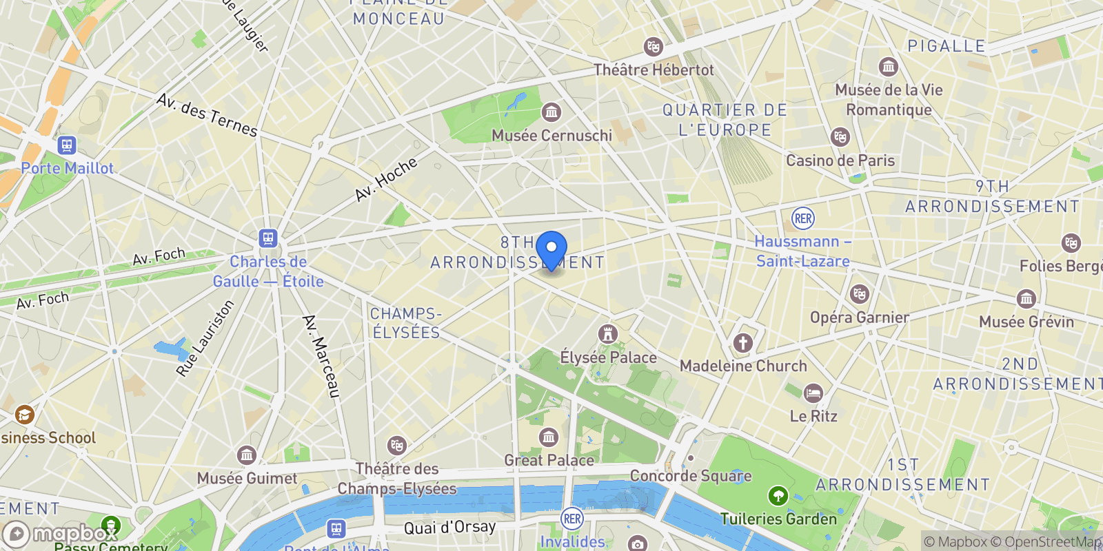 Map showing Paris, Île-de-France, France.