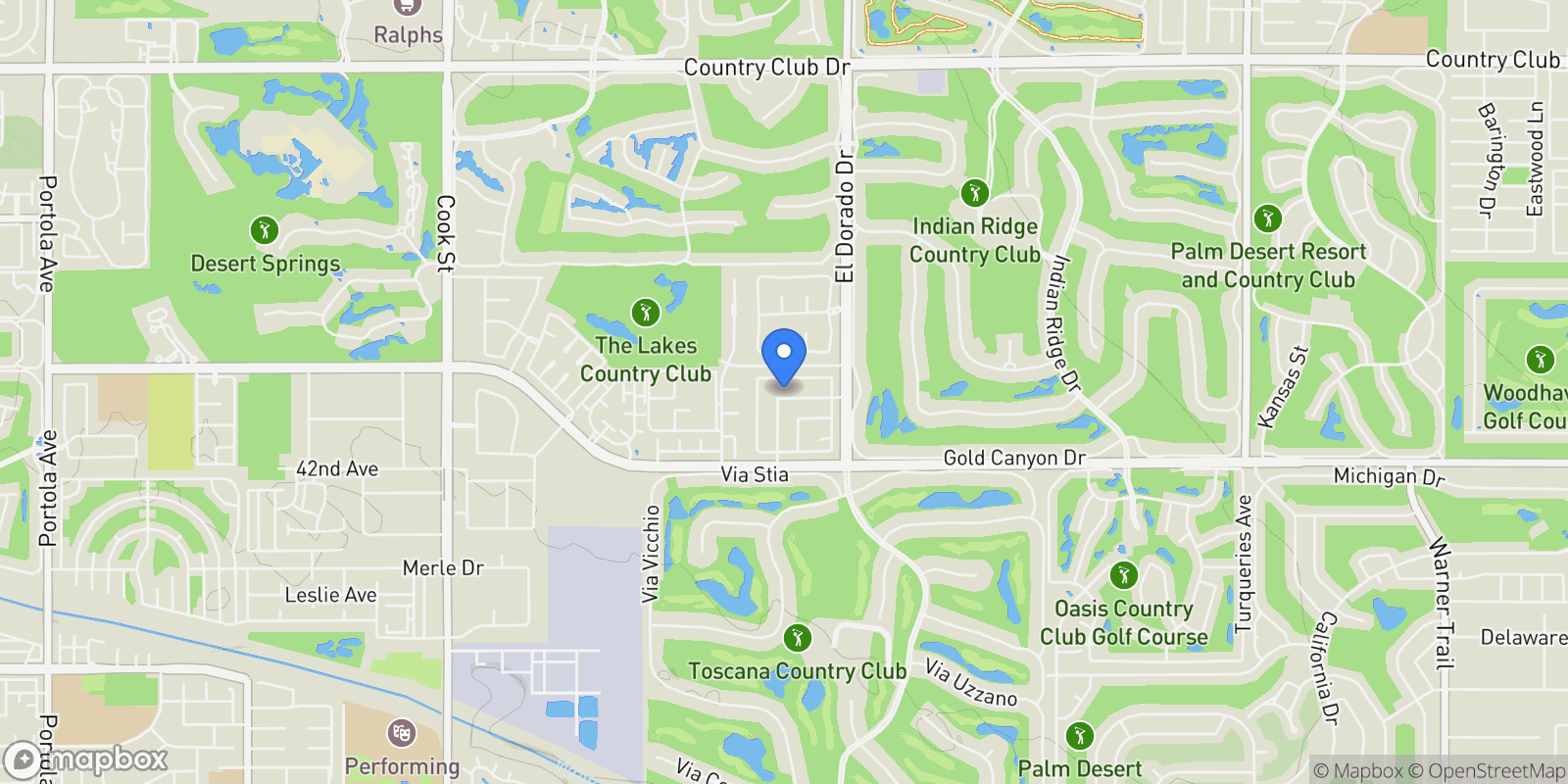 Map showing 75840 Sarazen Way, Palm Desert, California, United States.