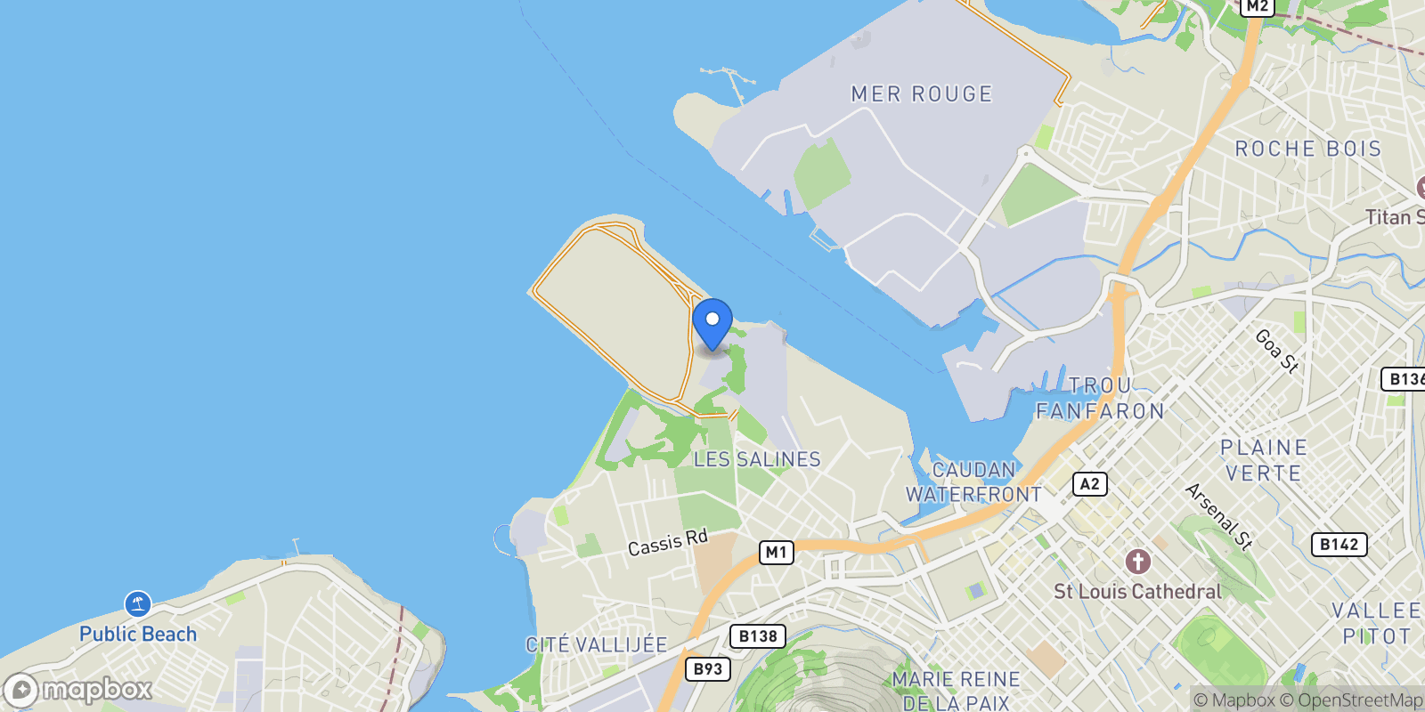 Map showing Port Louis, Port Louis District, Mauritius.