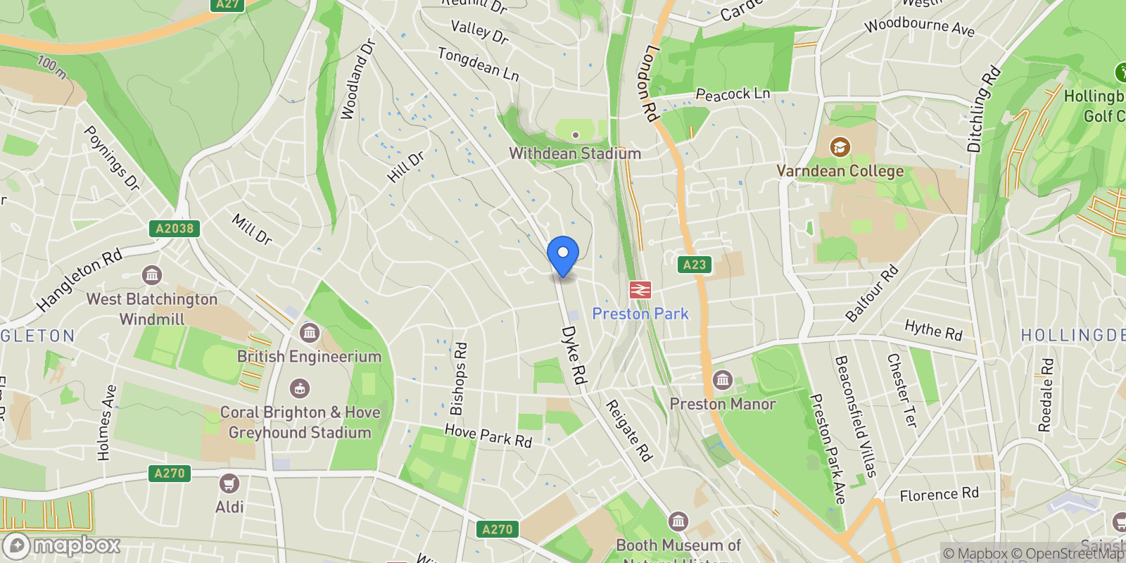 Map showing Brighton, Brighton and Hove, England, United Kingdom.