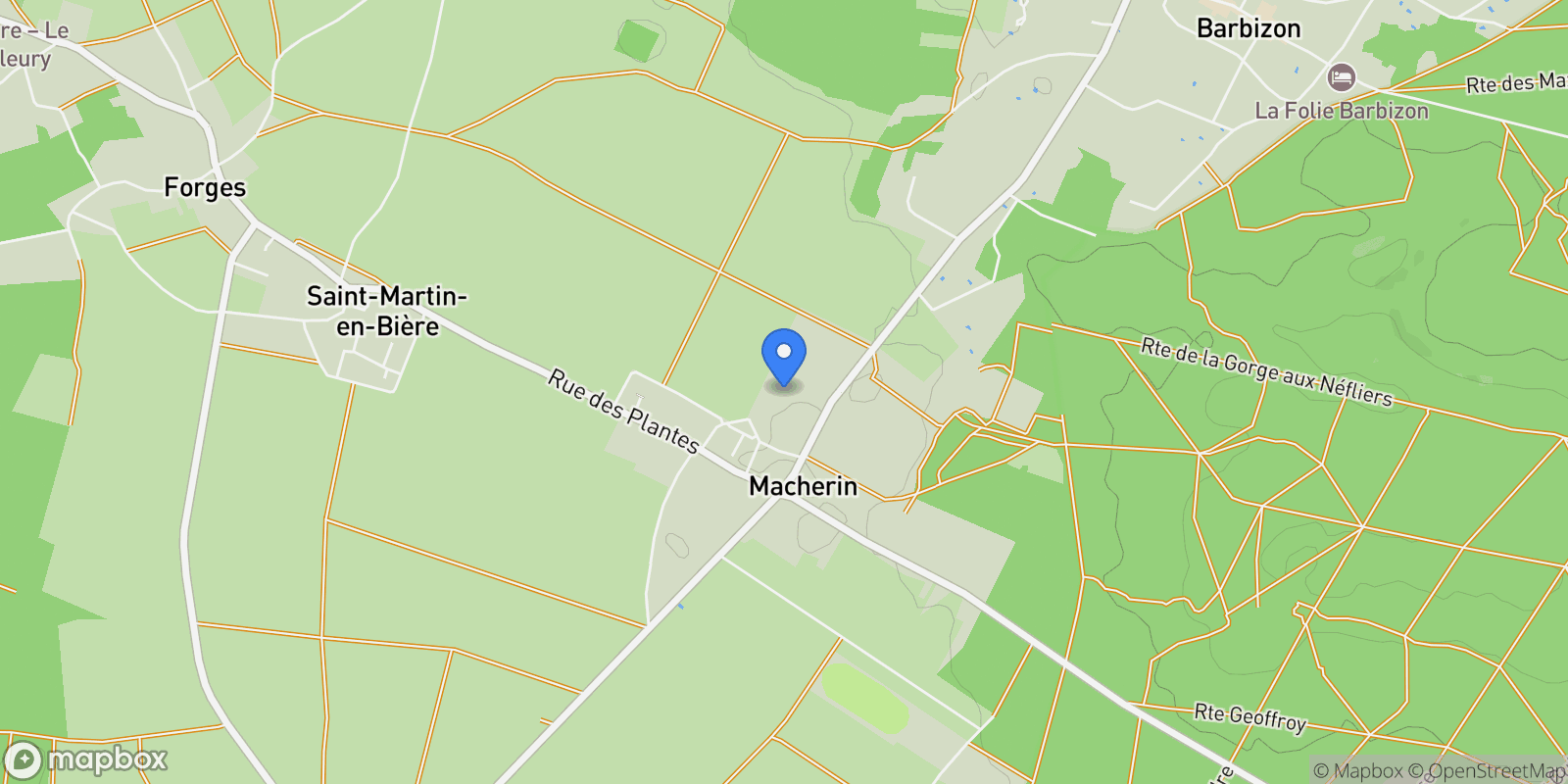 Map showing 17 Rue du Montoir, Saint-Martin-en-Bière, Île-de-France, France.
