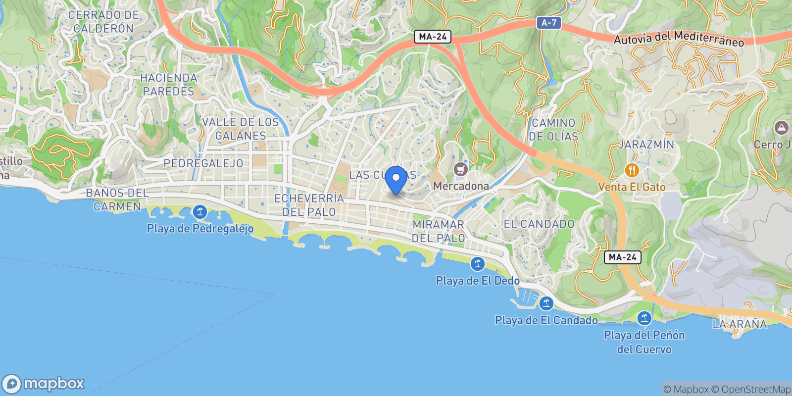 Map showing El Palo, Málaga, Málaga, Málaga, Este, Malaga, Spain.