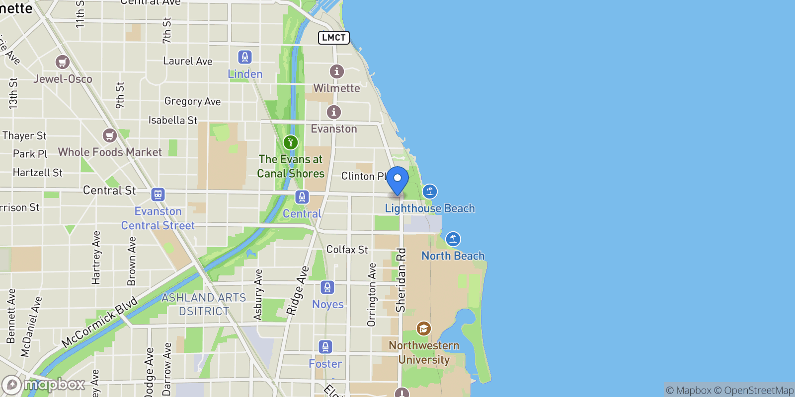 Map showing 2528 Sheridan Road , Evanston, IL 60201, Evanston, Illinois, United States.