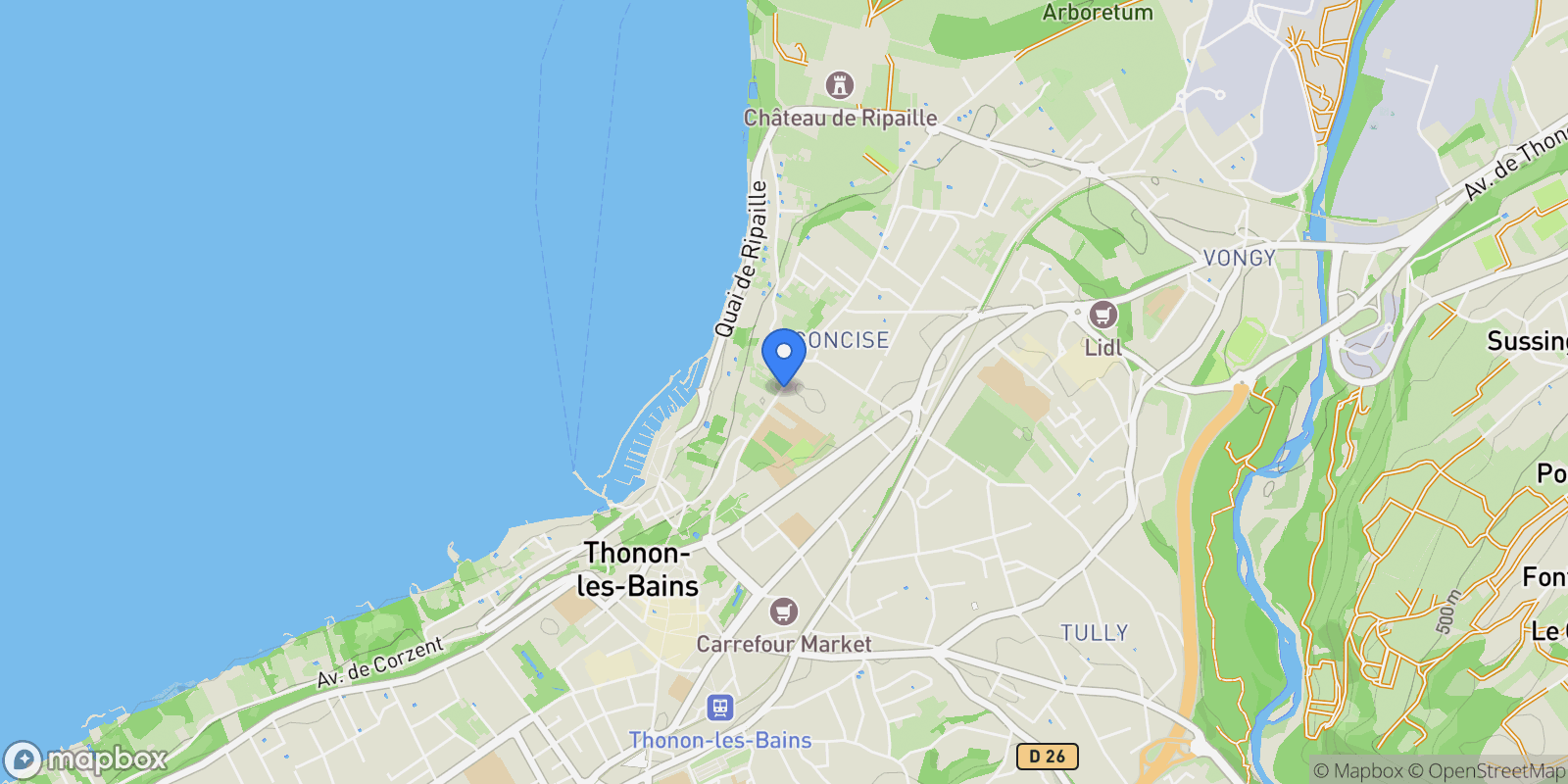 Map showing 13 Av. du Léman, 74200 Thonon-les-Bains, France, Thonon-les-Bains, Auvergne-Rhône-Alpes, France.