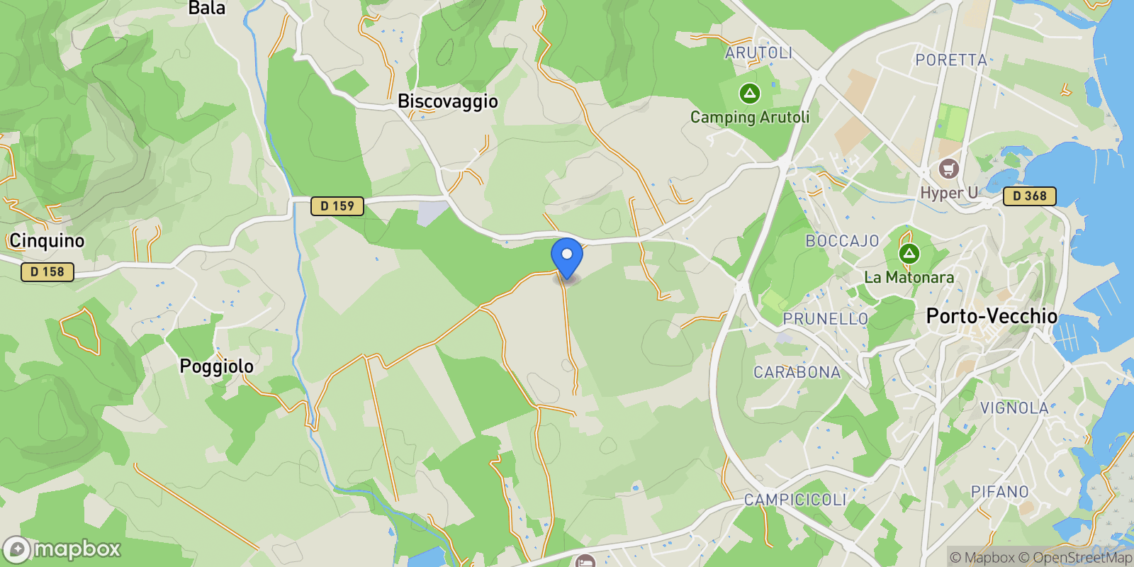 Map showing Porto-Vecchio, Corsica, France.