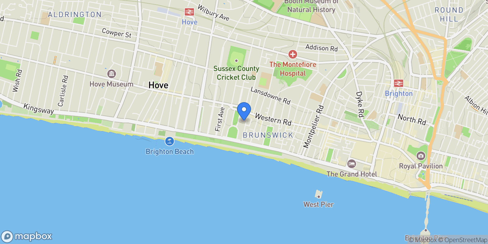 Map showing Hove, Brighton and Hove, England, United Kingdom.