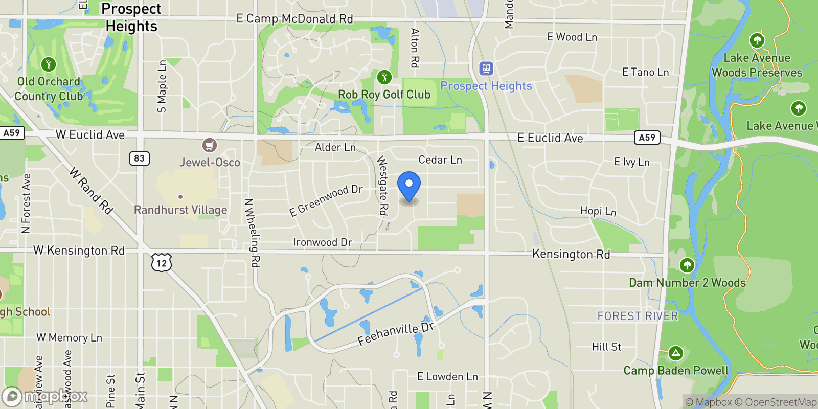 Map showing 1008 N Newberry Lane , Mount Prospect, IL 60056, Mount Prospect, Illinois, United States.