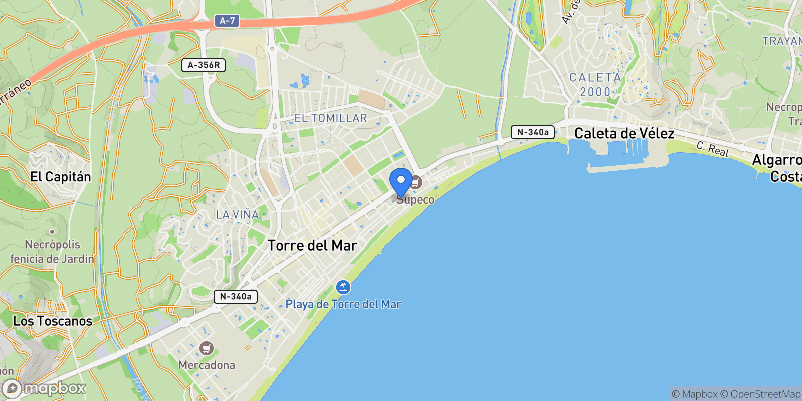 Map showing Paseo Marítimo de Levante, Torre del Mar, Málaga, Torre del Mar, Torre del Mar, Velez-Malaga, Andalusia.