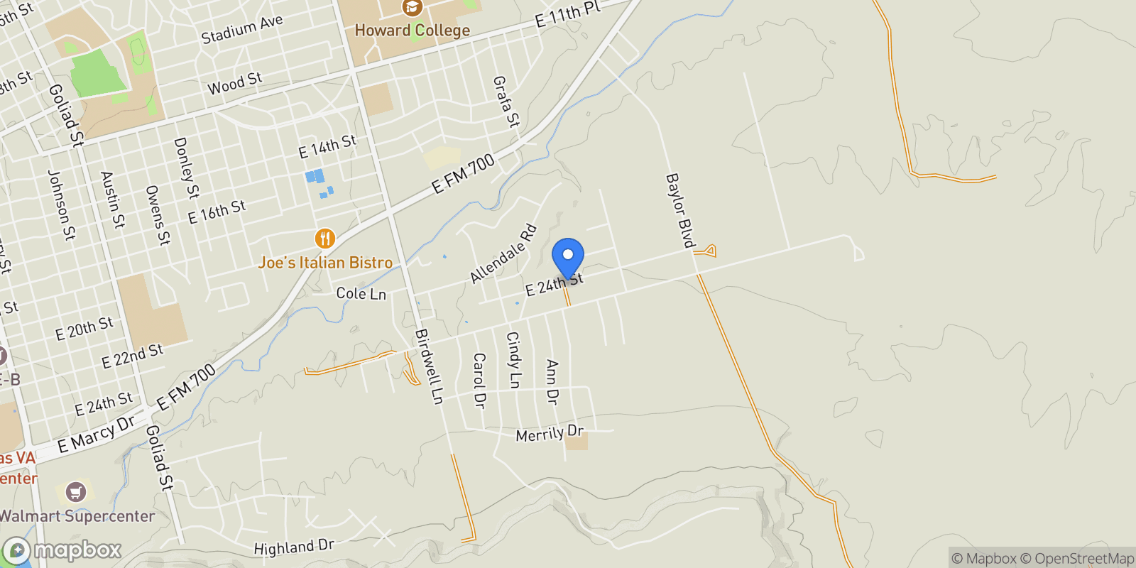Map showing Big Spring, Texas, United States.