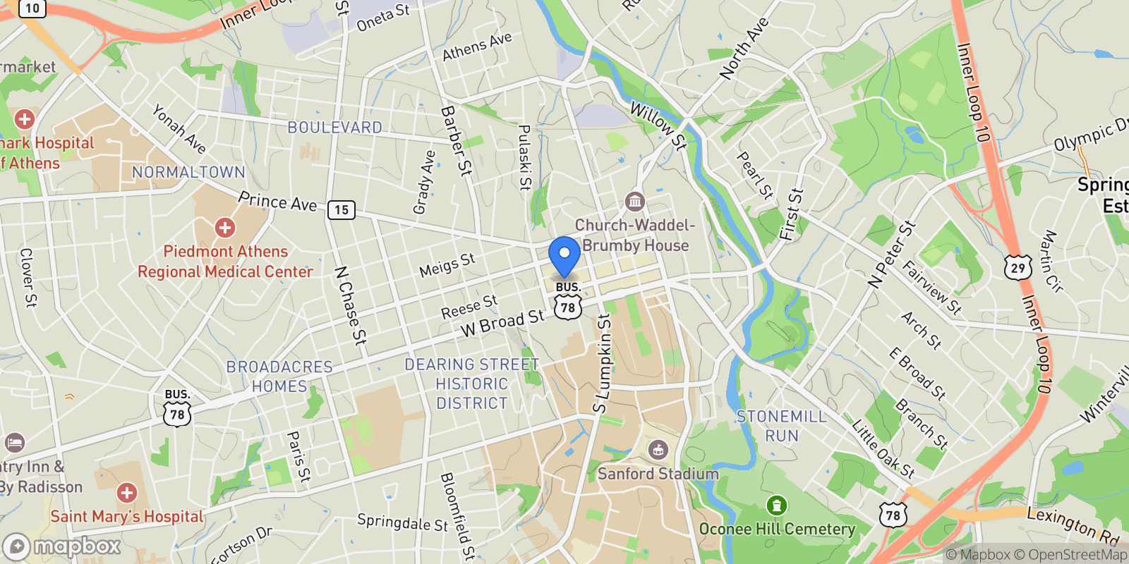 Map showing 269 N Hull Street 212, Athens, Georgia, United States.
