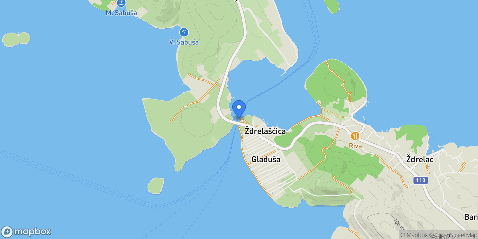 Map showing Zadar – Sali (Dugi otok) – Zaglav (Dugi otok), Croatia, Zadar County, Croatia.