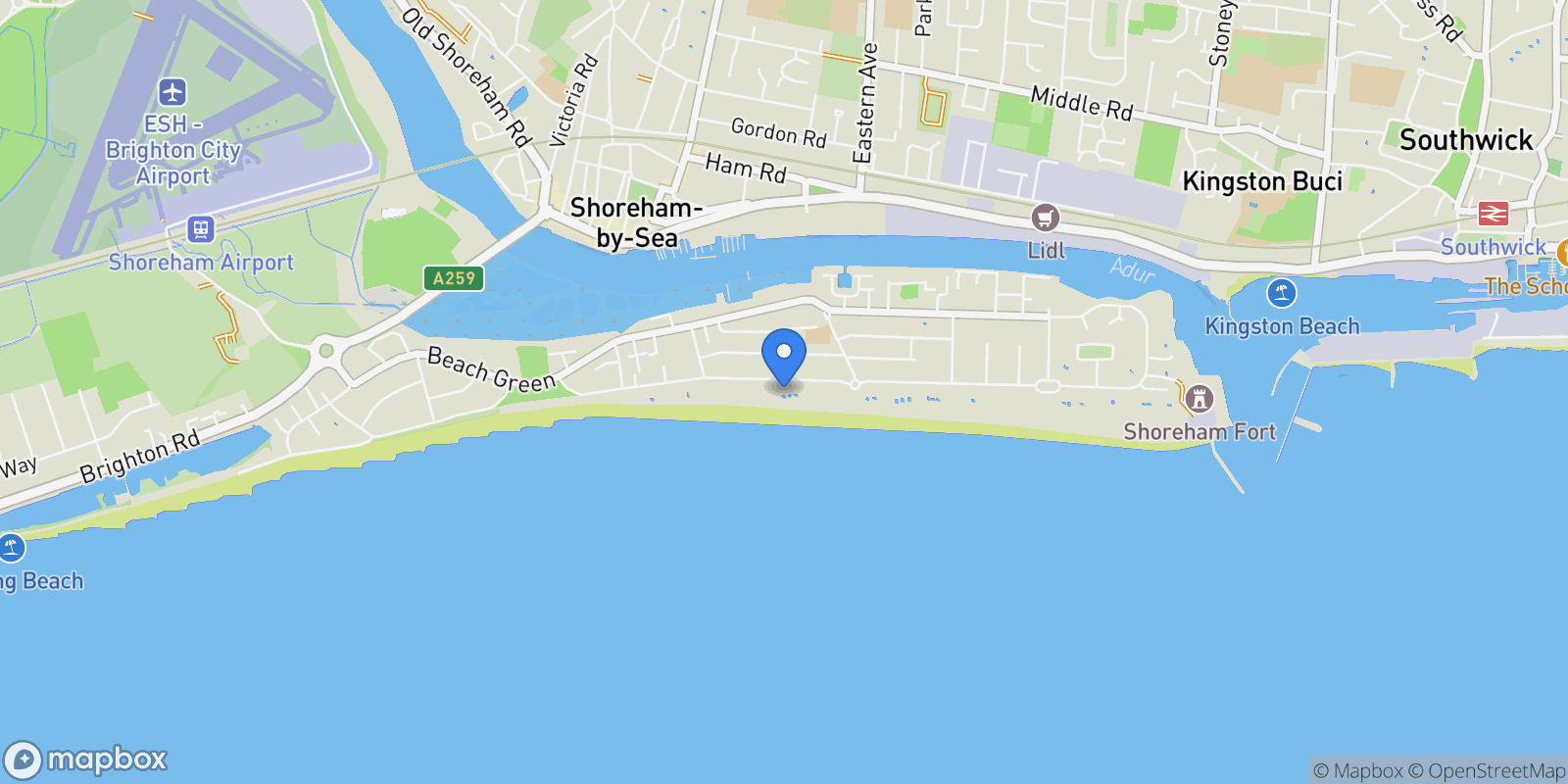 Map showing Shoreham-By-Sea, Shoreham-by-Sea, England, United Kingdom.