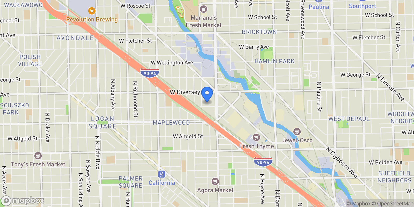 Map showing 2710 North Artesian Avenue , Chicago, IL 60647, Chicago, Illinois, United States.