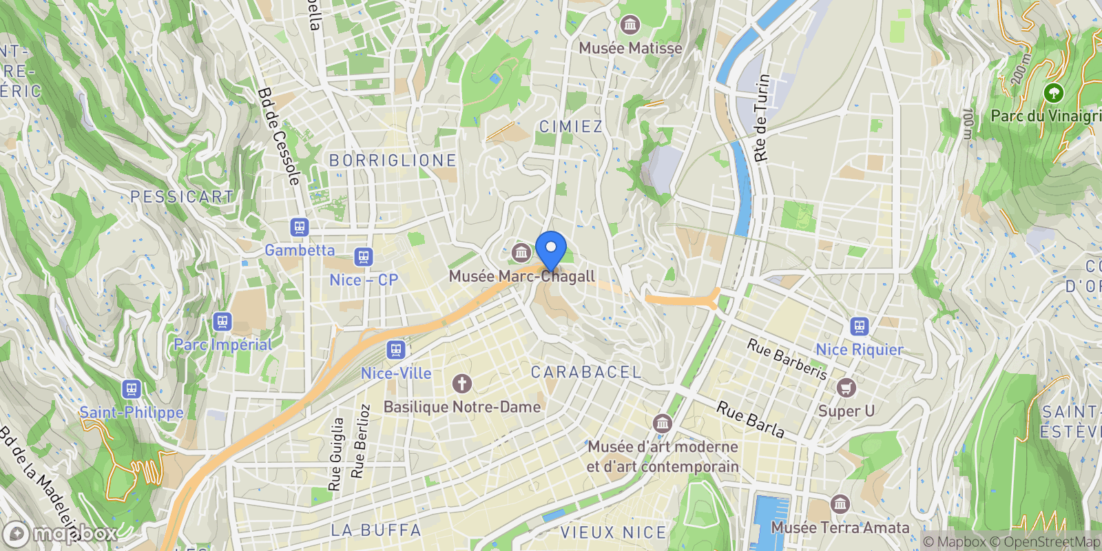 Map showing Nice, Provence-Alpes-Côte d'Azur, France.