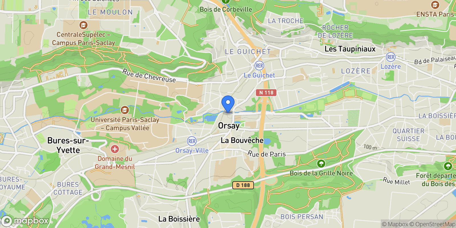 Map showing Orsay, Île-de-France, France.