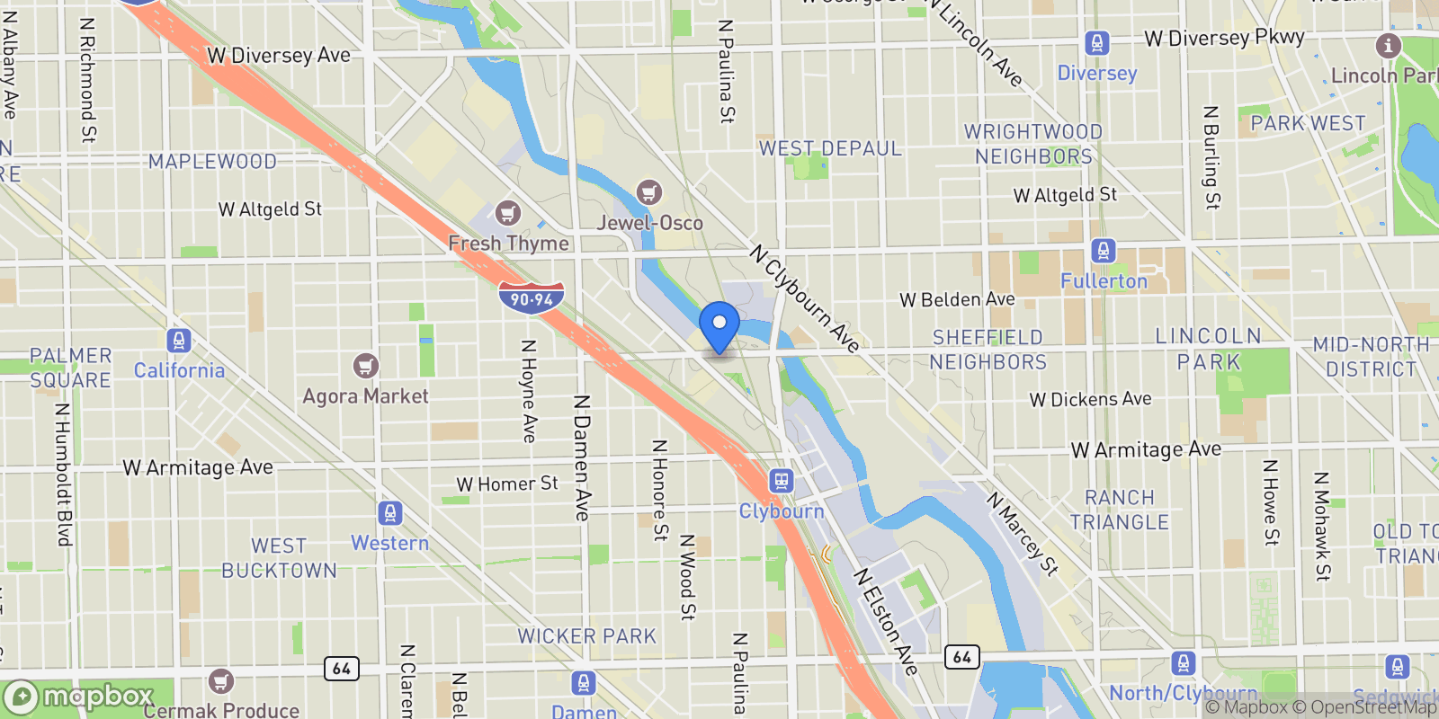 Map showing 1701 W Webster Avenue Unit# 611, Chicago, IL 60614, Chicago, Illinois, United States.