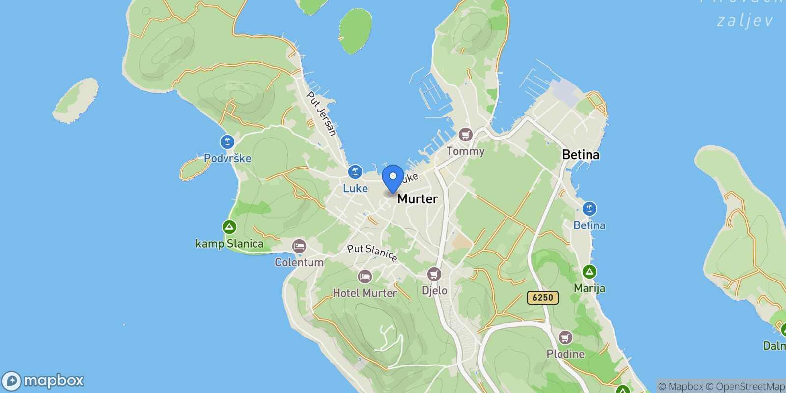 Map showing Murter, Croatia, Murter, Sibenik-Knin County, Croatia.