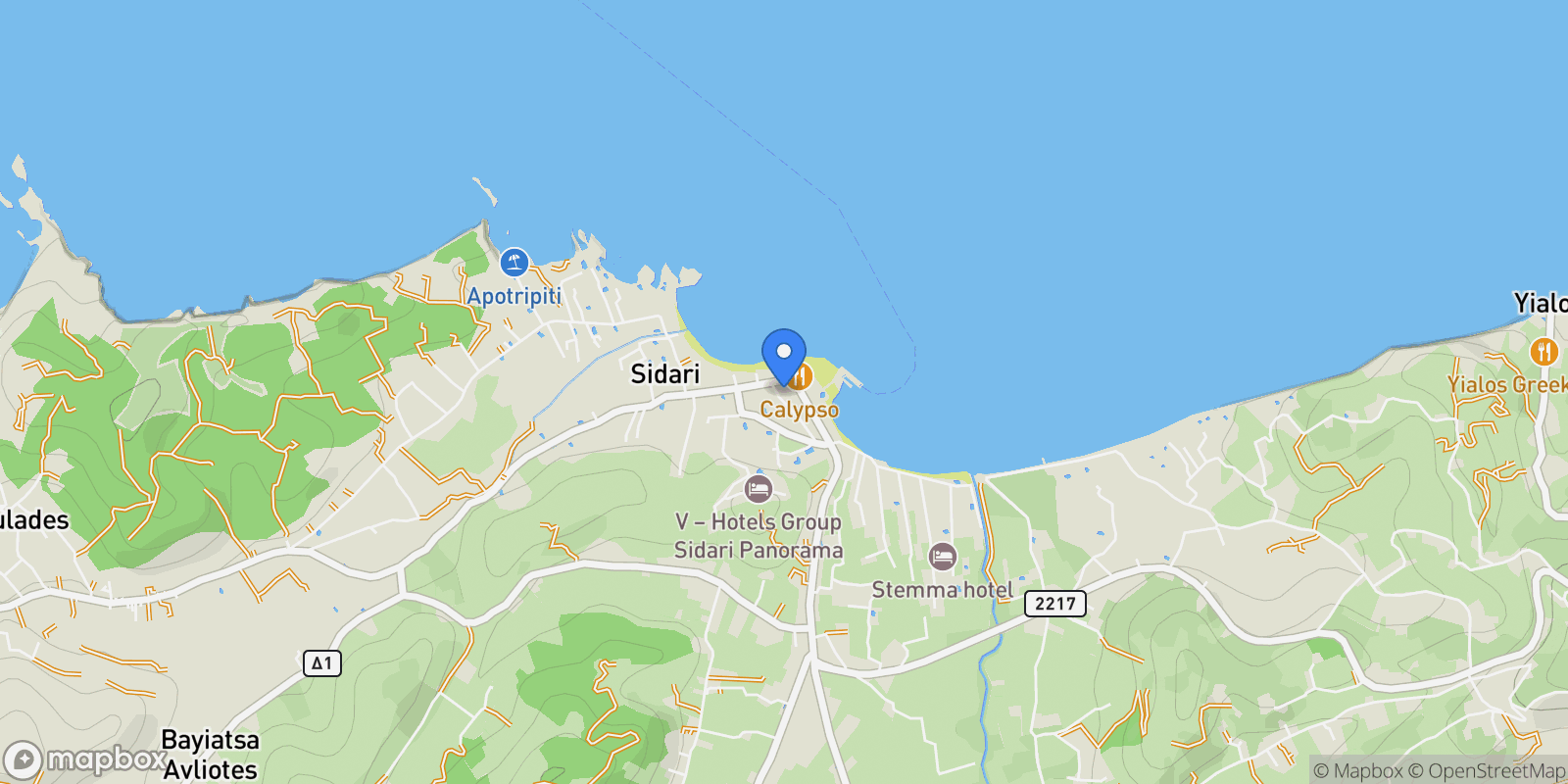 Map showing SIDARI, Northern Corfu, Peloponnese, Western Greece and the Ionian, Greece.